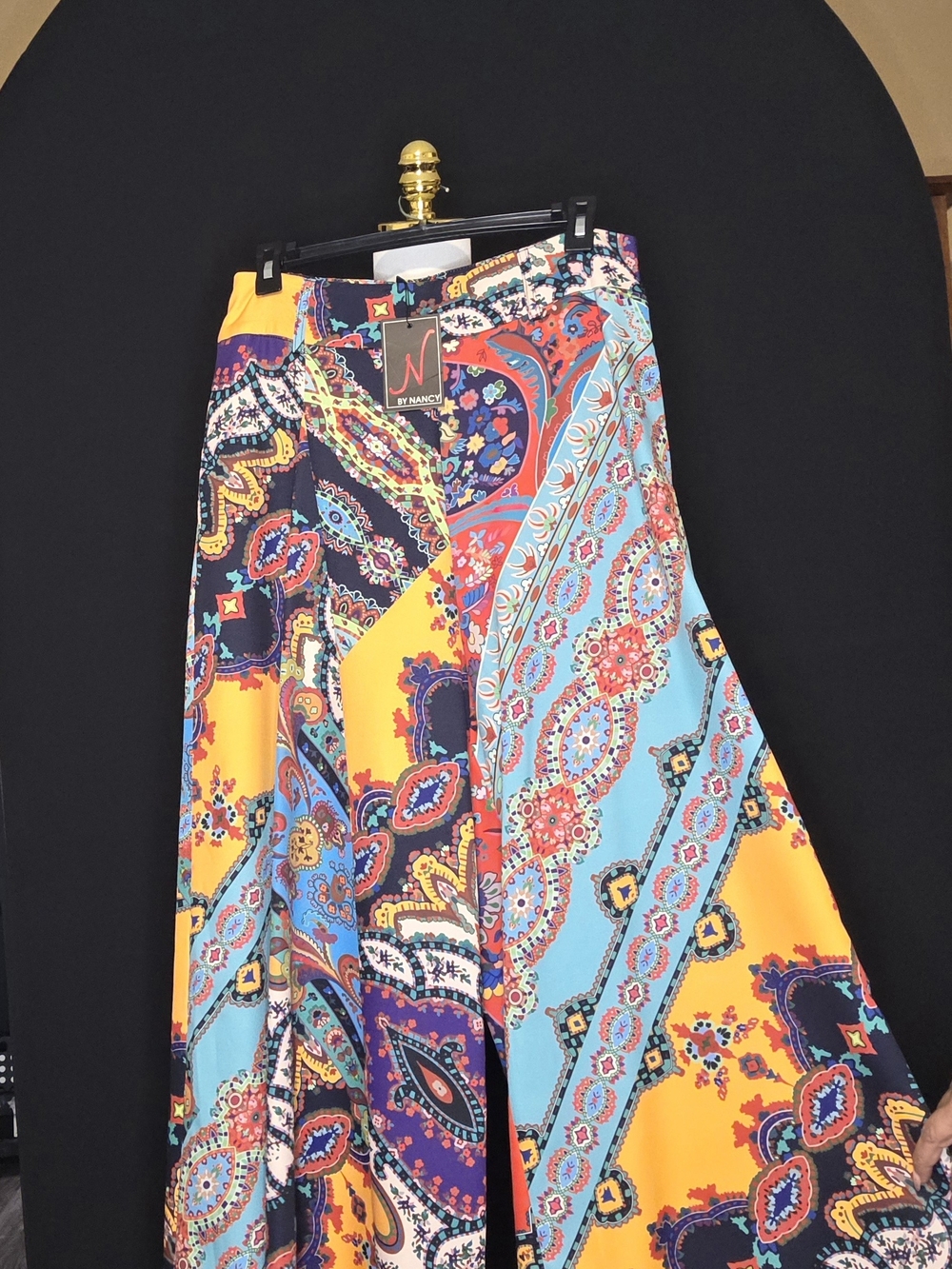 Multicolor Paisley Maxi Skirt - Yellow & Blue
